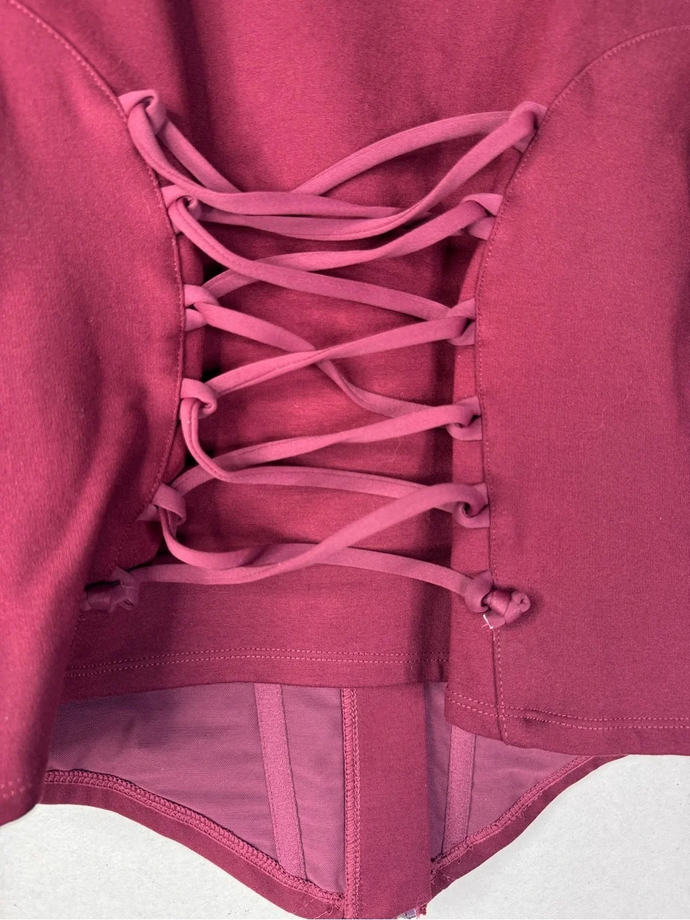 TA3 Long Sleeve Corsety Top Dark Cherry Built-In Shapewear NWT | Large - Picture 10 of 13